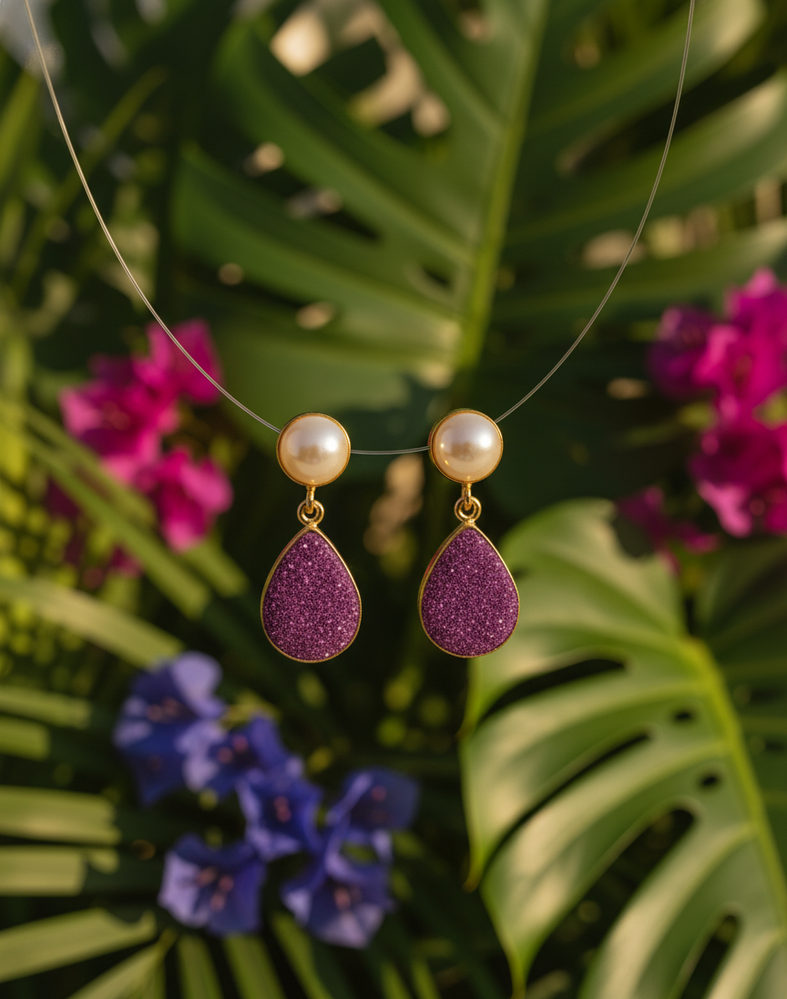 Fuchsia Glitter Studs