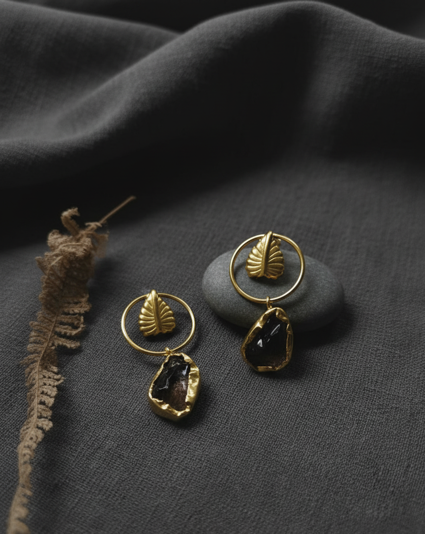 Gem Leaf Hoop Earring