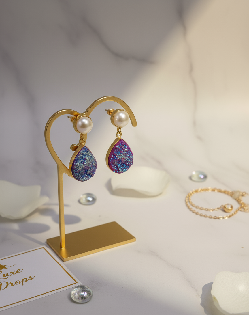 Fuchsia Glitter Studs