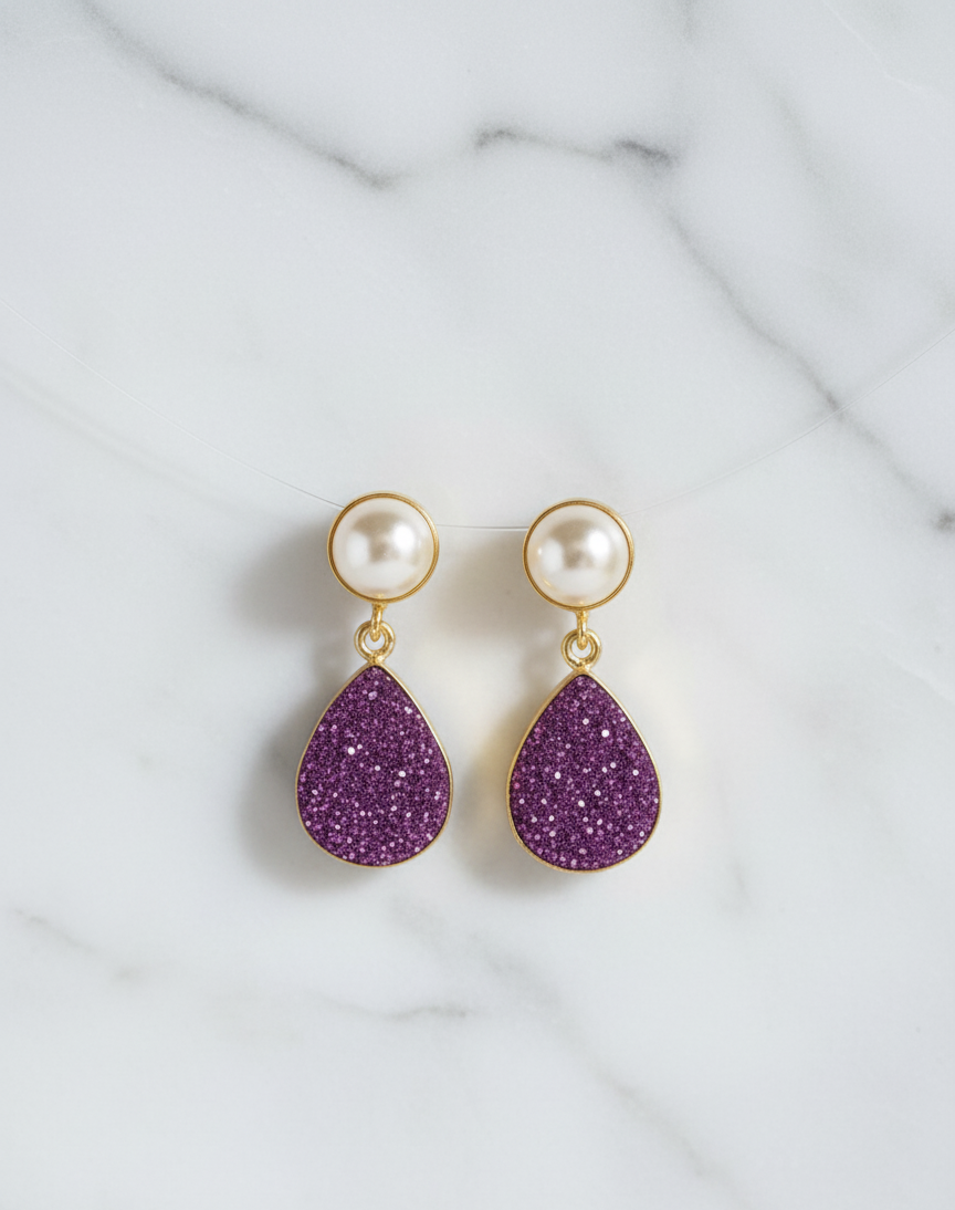 Fuchsia Glitter Studs