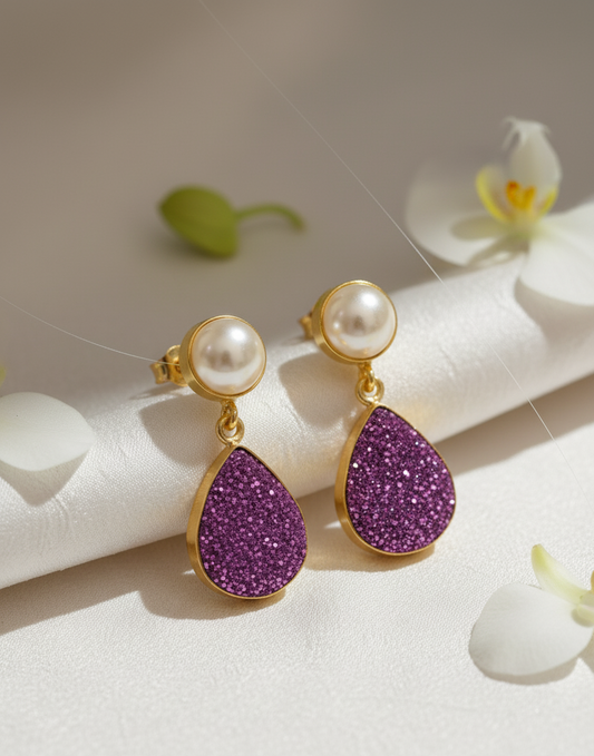 Fuchsia Glitter Studs