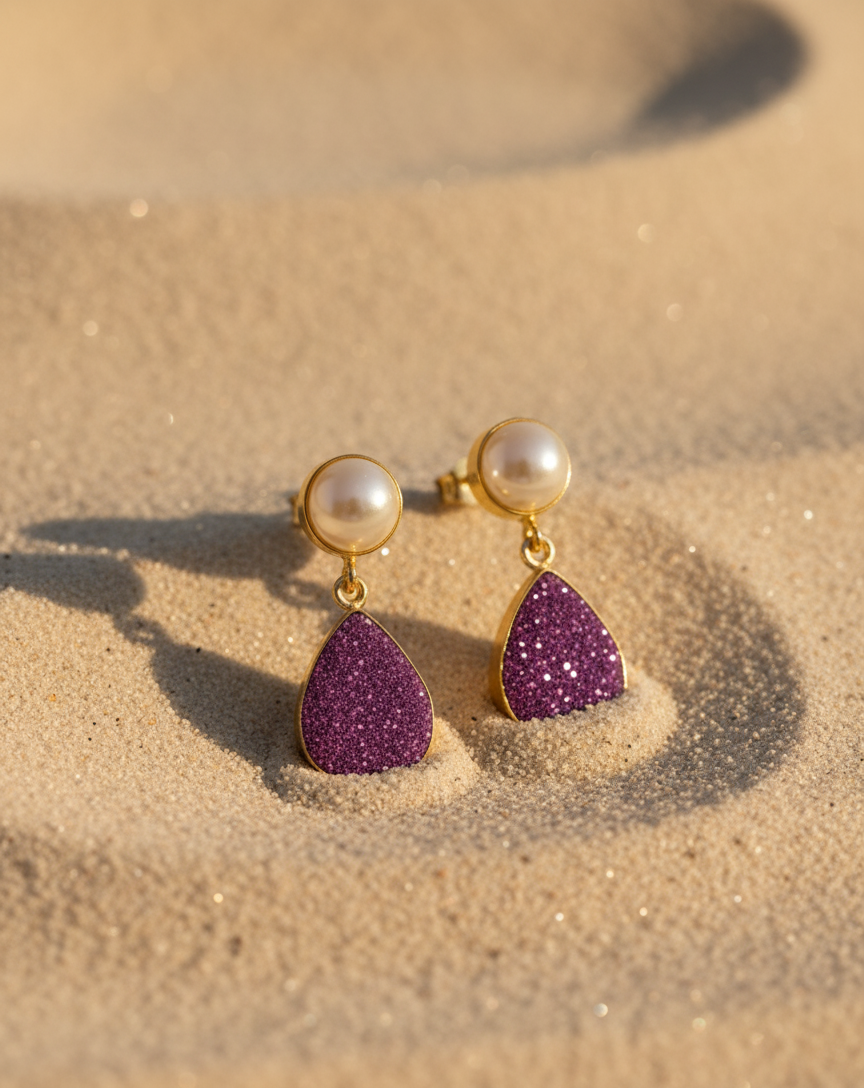 Fuchsia Glitter Studs