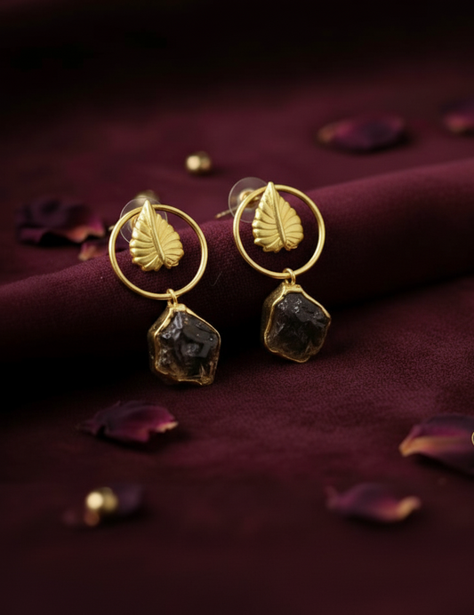 Gem Leaf Hoop Earring